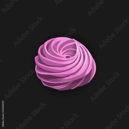 Marshmallow or zephyr, pink sweet cream, vector illustration