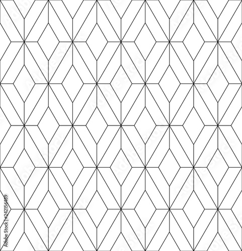 Seamless japanese pattern shoji kumiko in black and white color.