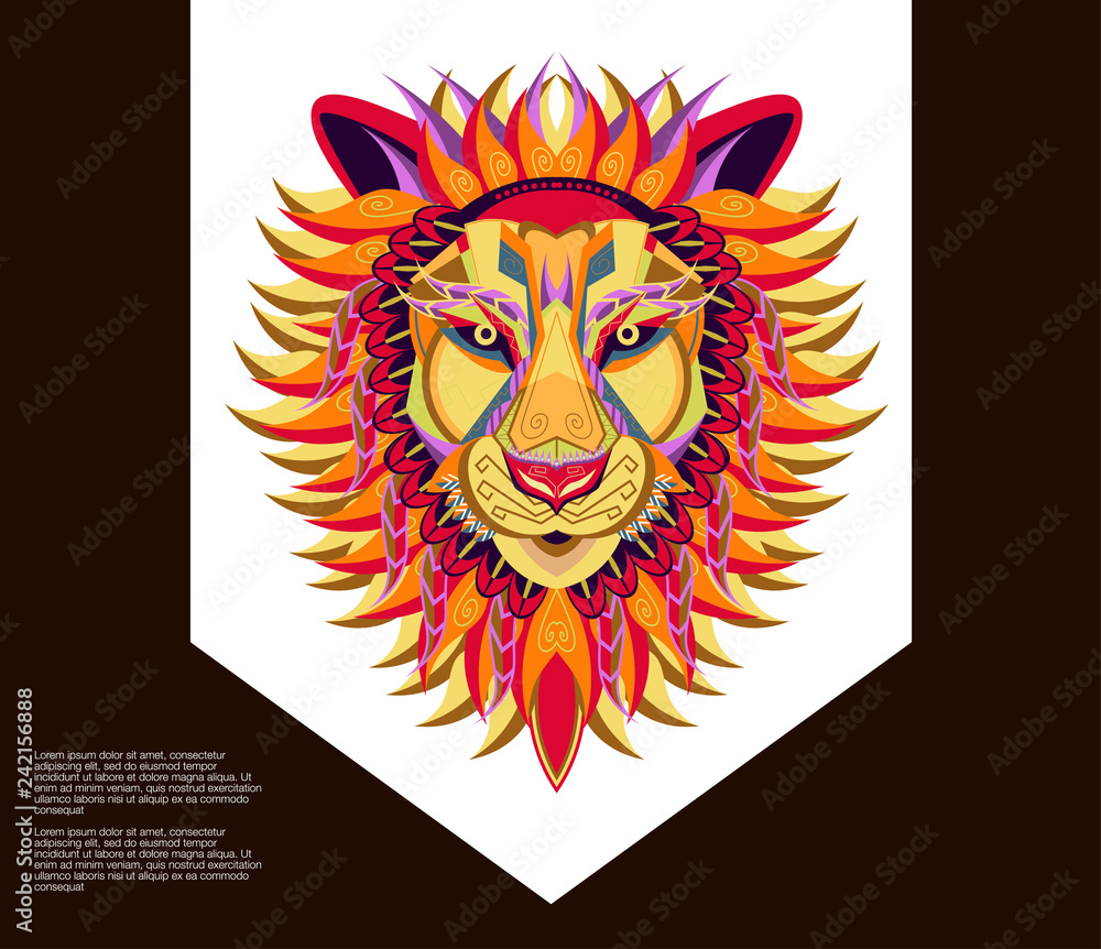 Fototapeta premium Vector color illustration of lion head - Vector 
