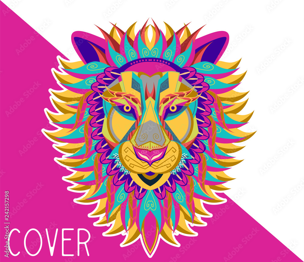 Vector color illustration of lion head - Vector 