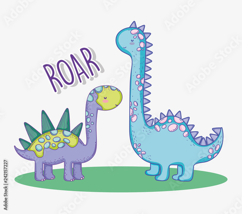cute stegosaurus and diplodocus wildlife animal