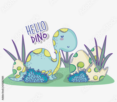 cute diplodocus with dino eggs wildlife