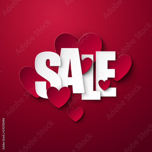 Valentine`s Day Sale background. Vector illustration.