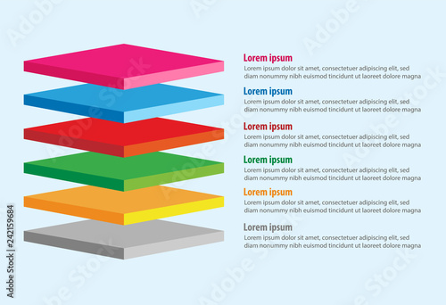 Vector of four 3D square layers infographic template