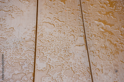 Raindrops on the plywood boards Brown