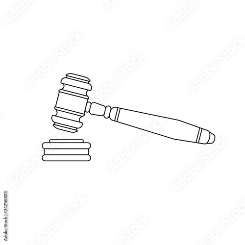 The judge's gavel web icon. Chairman's hammer. Ceremonial hammer vector. Justice tool
