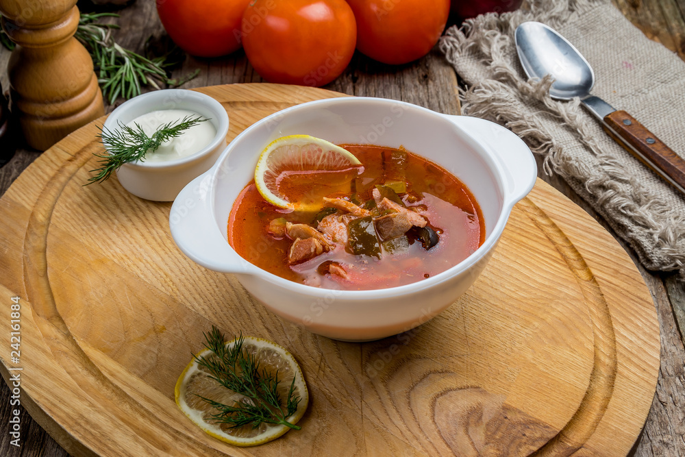 Meat Solyanka soup Meat Solyanka soup