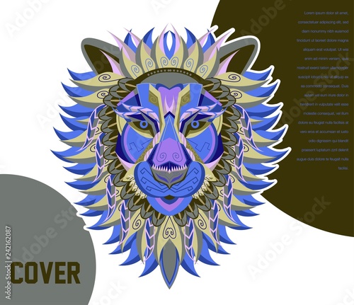 Lion head in the ornament - Vector 
