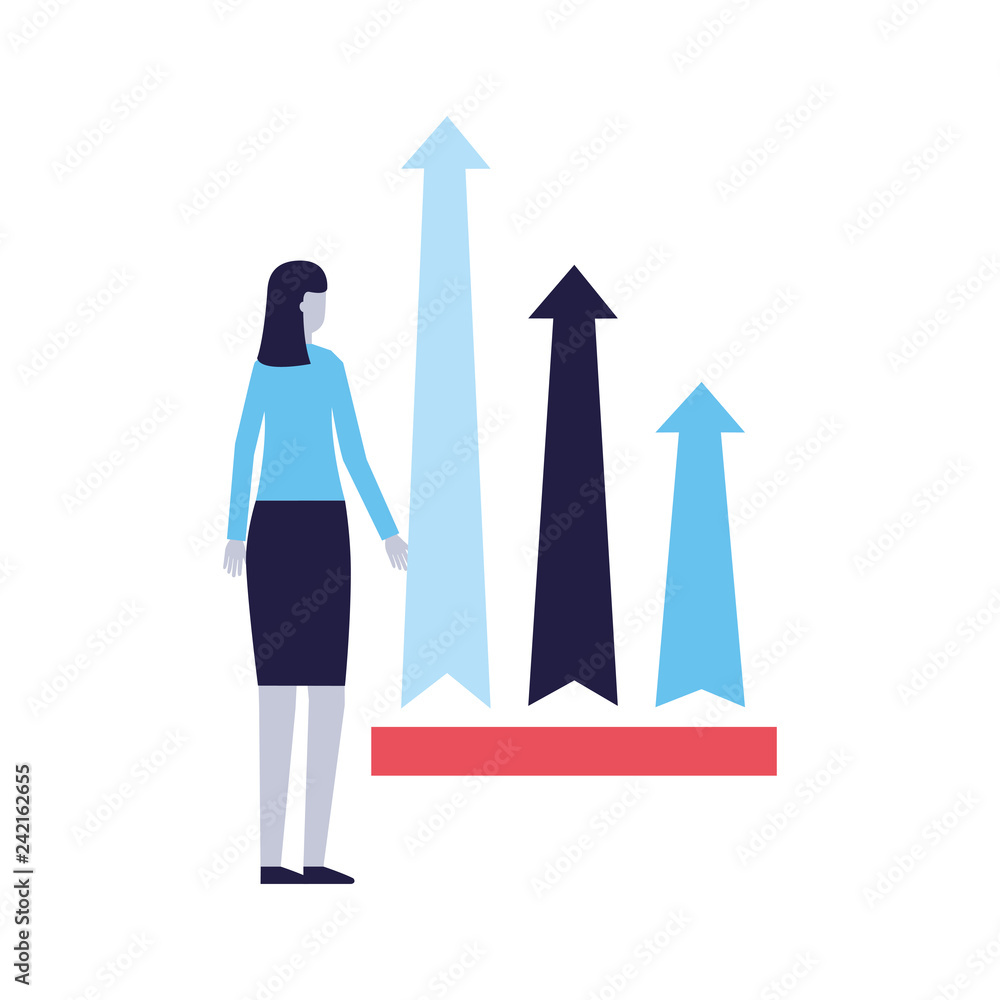 business woman financial arrows growth business woman financial arrows growth