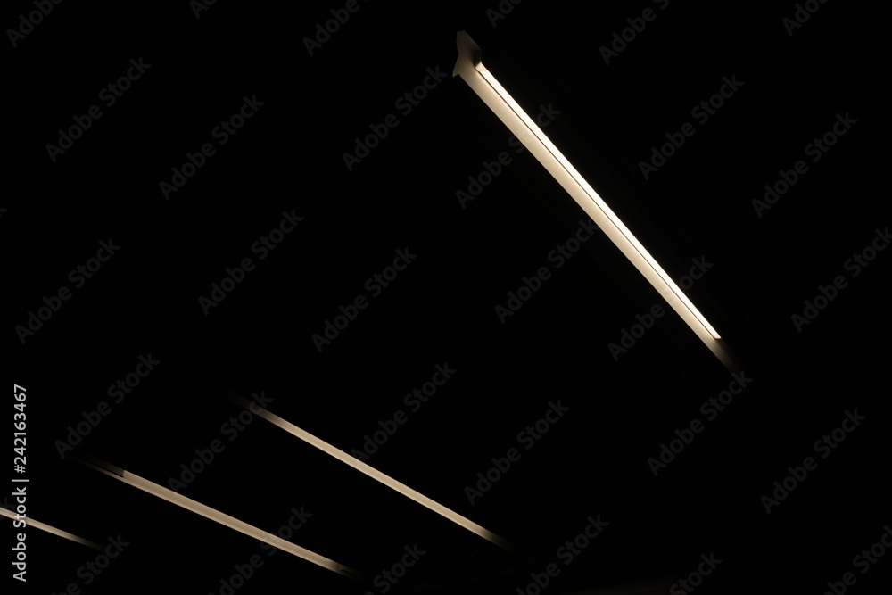 neon white light on ceiling in dark room neon white light on ceiling in dark room