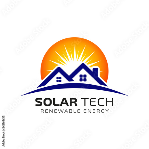Sun solar energy logo design template. eco energy logo design
