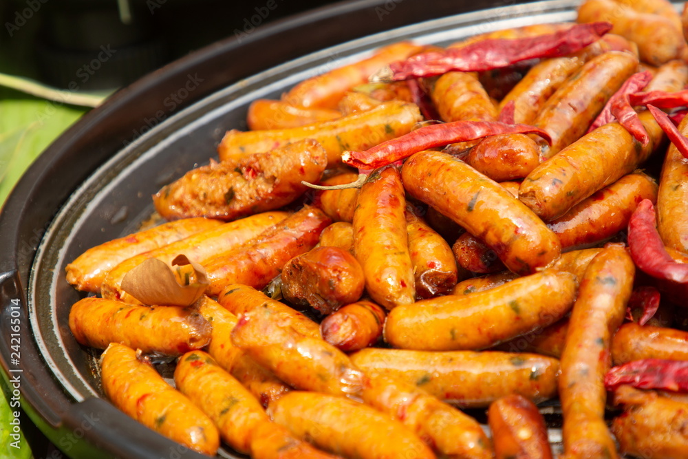 spicy sausages grilled with chilli spicy sausages grilled with chilli