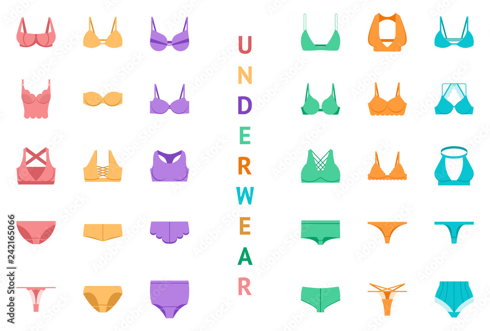 Sexy panties and underwear vector icon set