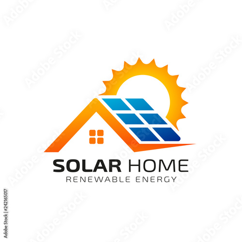 Sun solar energy logo design template. solar tech logo design