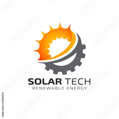 Sun solar energy logo design template. solar tech logo design