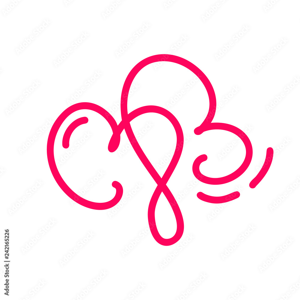 Couple monoline Red Vector Valentines Day Hand Drawn Calligraphic two Hearts. Calligraphy lettering illustration. Holiday Design element valentine. Icon love decor for web, wedding and print. Isolated Couple monoline Red Vector Valentines Day Hand Drawn Calligraphic two Hearts. Calligraphy lettering illustration. Holiday Design element valentine. Icon love decor for web, wedding and print. Isolated