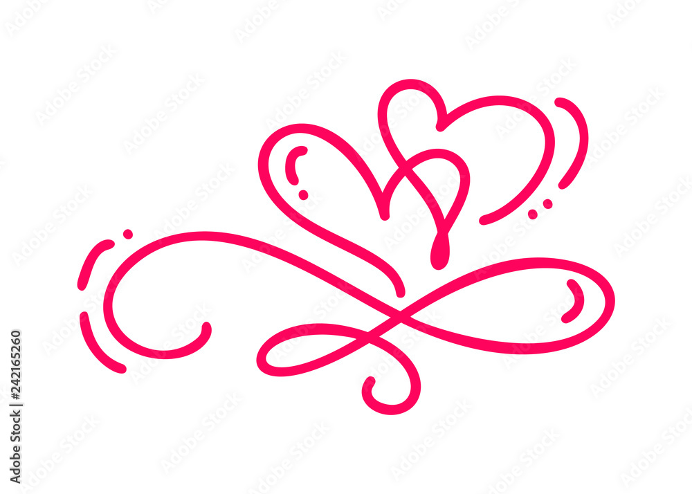 Couple monoline Red Vector Valentines Day Hand Drawn Calligraphic two Hearts. Calligraphy lettering illustration. Holiday Design element valentine. Icon love decor for web, wedding and print. Isolated Couple monoline Red Vector Valentines Day Hand Drawn Calligraphic two Hearts. Calligraphy lettering illustration. Holiday Design element valentine. Icon love decor for web, wedding and print. Isolated
