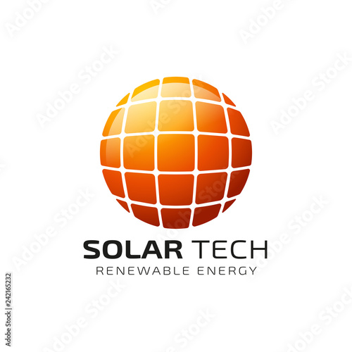 Sun solar energy logo design template. solar tech logo design