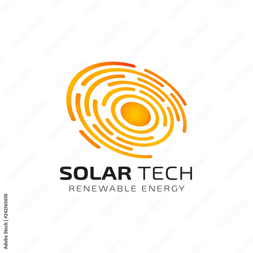Sun solar energy logo design template. solar tech logo design Sun solar energy logo design template. solar tech logo design