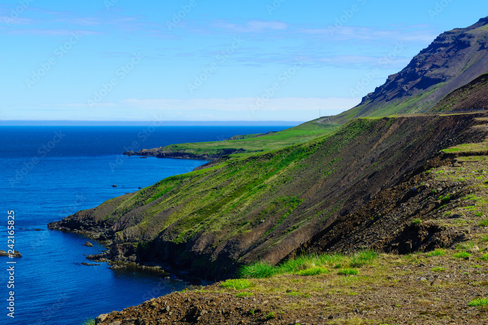 Landscape and coastline in Northern Iceland