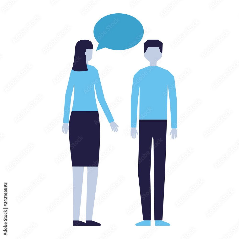 Fototapeta premium man and woman talking speech bubble