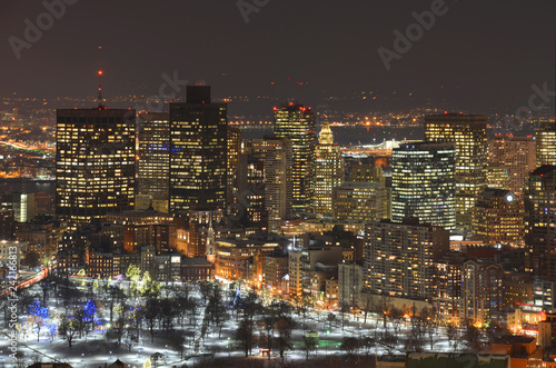 Boston Back Bay Skyline at night, from top of Prudential Center, Boston, Massachusetts, USA 