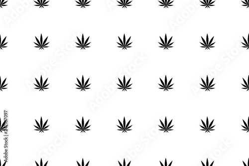 Cannabis seamless pattern. Marijuana floral pattern. Flat leaf of weed cannabis, monochrome black and whit. Marijuana design element seamless for fabric vector illustration.