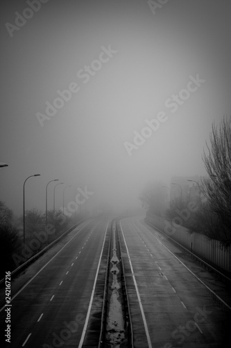 abandoned road on a city in black and white © Alba