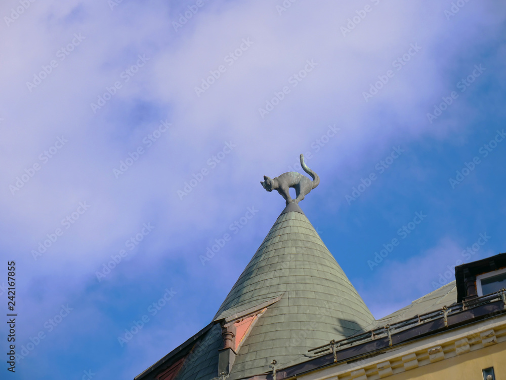 Famous landscape view of architecture The cat house in Latvia old town Famous landscape view of architecture The cat house in Latvia old town
