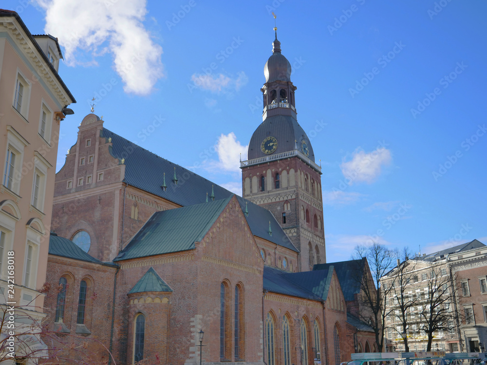 Famous landscape view of architecture in Latvia Riga old town