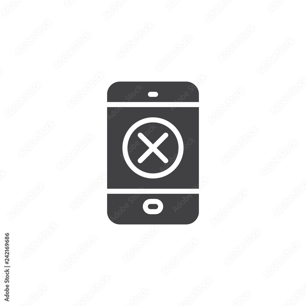 Tablet with delete button vector icon. filled flat sign for mobile concept and web design. Tab with cross simple solid icon. Symbol, logo illustration. Pixel perfect vector graphics Tablet with delete button vector icon. filled flat sign for mobile concept and web design. Tab with cross simple solid icon. Symbol, logo illustration. Pixel perfect vector graphics