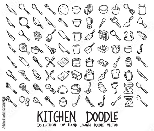 Set of Kitchen icons Drawing illustration Hand drawn doodle Sketch line vector eps10