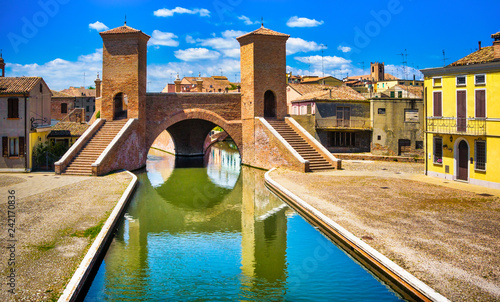Comacchio, Tre Ponti or Trepponti three way bridge. Ferrara, Emilia Romagna Italy photo