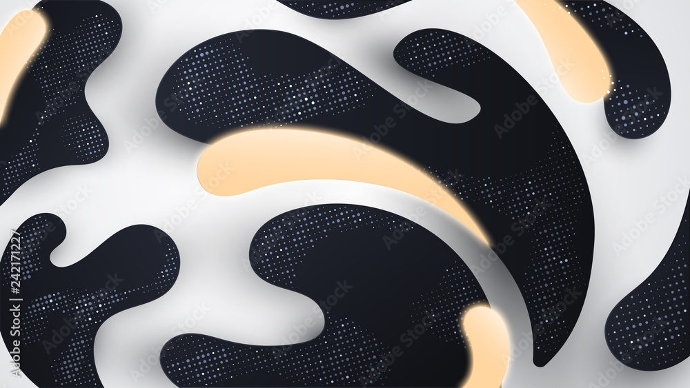 Obraz premium Black dotted splashes with orange lights