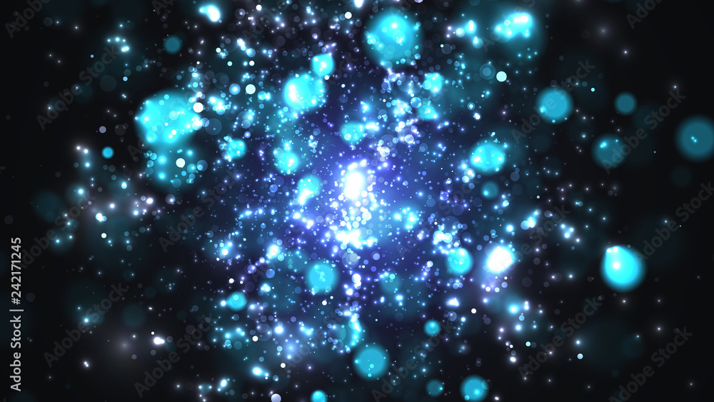 Fototapeta premium Blue sparks on black background