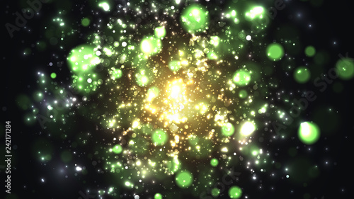 Green sparks on black background