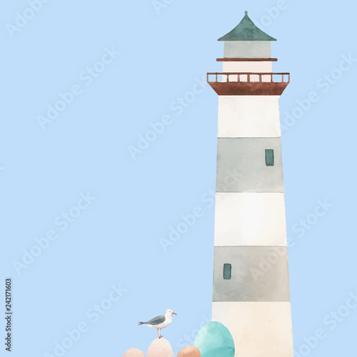 Watercolor lighthouse vector illustration