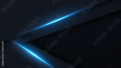 cut metal plates with blue neon lights © Pavel