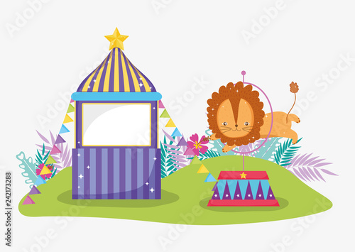 circus store with lion jumping the hoop