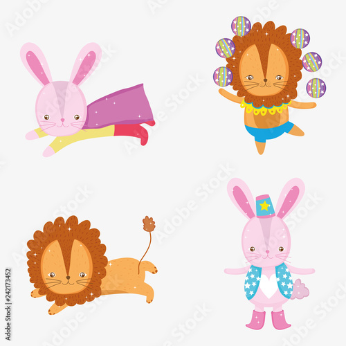 set circus rabbit and lion costume entertainment