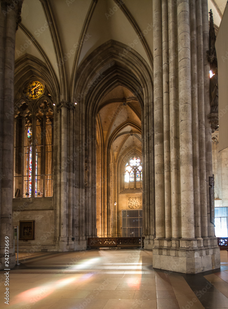 Cologne, Germany - May 7, 2015: Sun shines into the Cologne dome