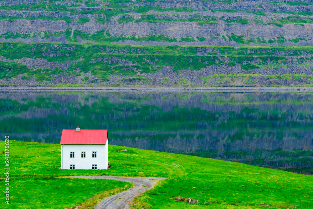 Coastline and landscape along the Skotufjordur fjord Coastline and landscape along the Skotufjordur fjord