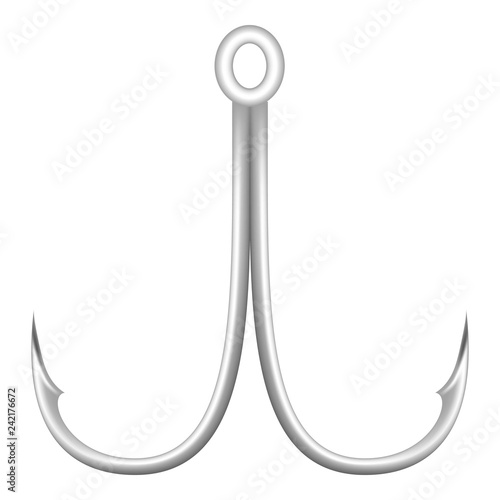 Double fish hook icon. Realistic illustration of double fish hook vector icon for web design