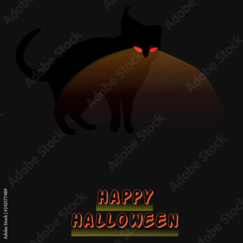 Halloween-Black Cat with Glowing Eyes
