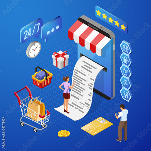 Internet Shopping Online Payments Isometric Concept