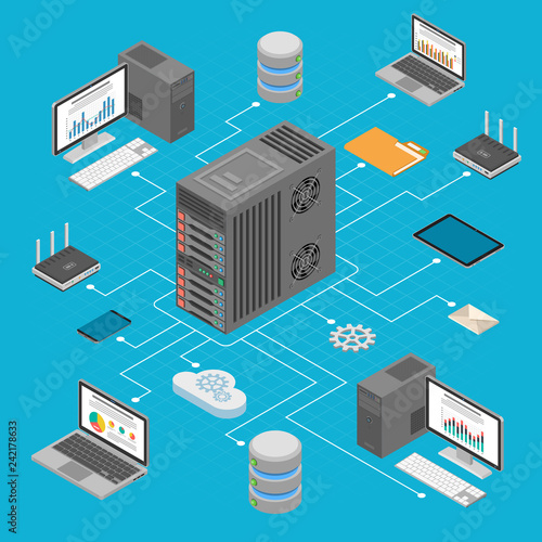 Data Network Technology Isometric