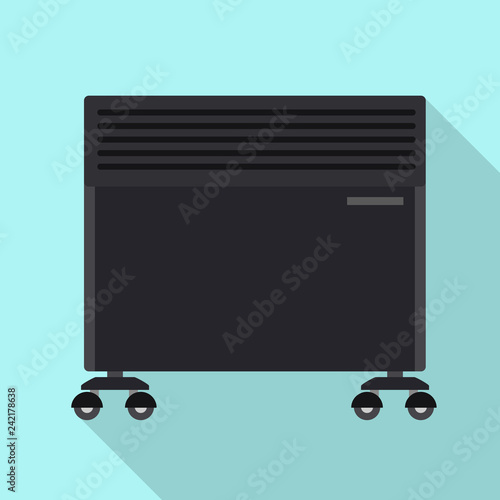 Black room heater icon. Flat illustration of black room heater vector icon for web design
