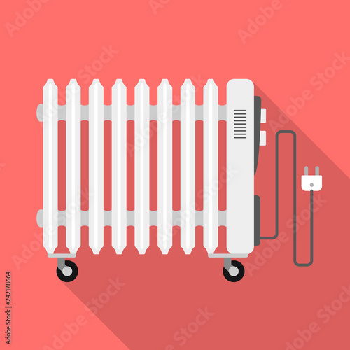 Oil heater radiator icon. Flat illustration of oil heater radiator vector icon for web design