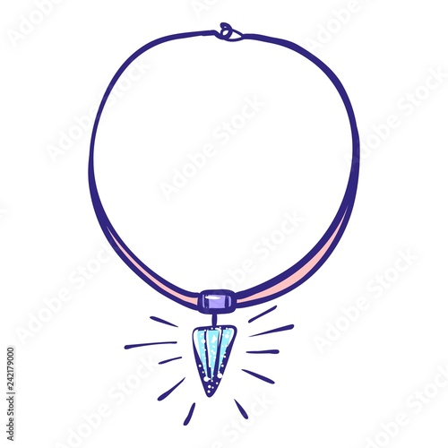 Diamond necklace icon. Hand drawn illustration of diamond necklace vector icon for web design