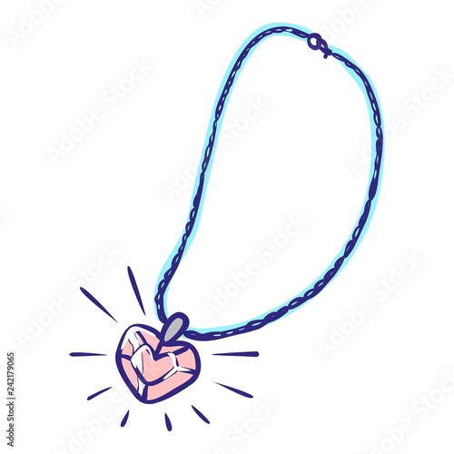 Heart necklace icon. Hand drawn illustration of heart necklace vector icon for web design